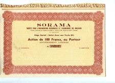SCRIPOPHILIE / ACTION / AGENCEMENT DES MAGASINS SORAMA ACTION DE 100 FRANCS