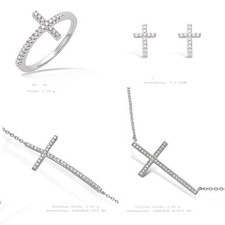 Parure 4PC T50 Rhodié Croix