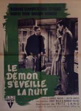 "LE DÉMON S'ÉVEILLE LA NUIT" Affiche 1952 (Fritz LANG / Barbara STANWYCK) 60x80