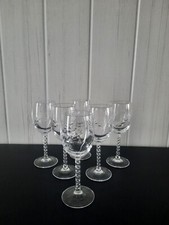 6 Verres à  Vin Blanc ou Porto en cristal d'Arques, modèle  Fleury taille Epi, 