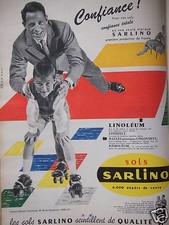 PUBLICITÉ 1960 LES SOLS SARLINO LINOLÉUM LINOFELT - PATIN - ADVERTISING 