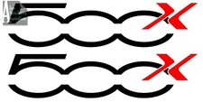 2 X LOGO FIAT 500X 500 X COULEUR NOIR BRILLANT / ROUGE AUTOCOLLANT STICKER CB119