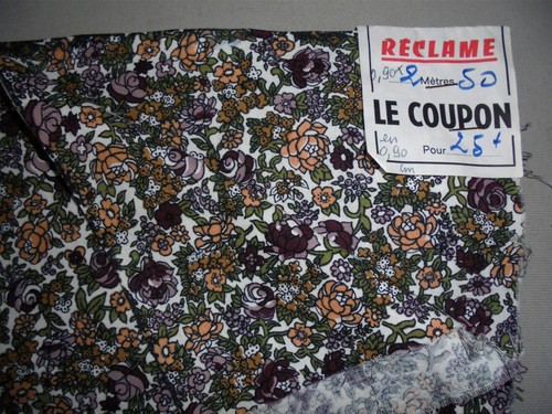 Ancien coupon tissu imprime - ancien,