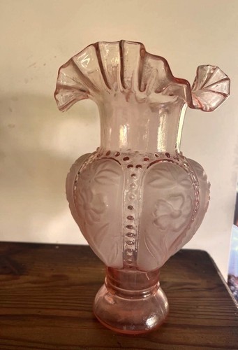 Vase verre rose mid-century