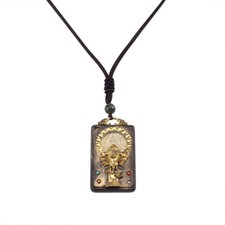 Bois de Santal Pendentif Amulette Népal Thang-Ga Bouddha Dieu Éléphant Pull