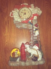 Vintage 2000 Cadona-Dalmatian Firefighter Desk Clock & Snow Globe, 11" Tall