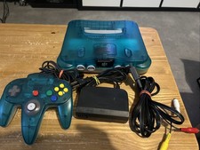 NINTENDO 64 NTSC-J NUS-001 JPN CLEAR BLUE AVEC CÂBLES ET MANETTE FONCTIONNELLE