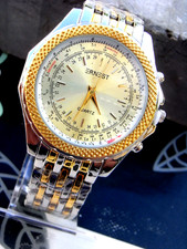 ERNEST Y395,Mtr HOMME VINTAGE ,CADRAN METAL, FINISSION ORIGINAL, TBEG & FONCTION