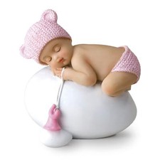 Figurine gâteau bébé Fille pour baptêmes Caoutchouc Rose 75x8cm