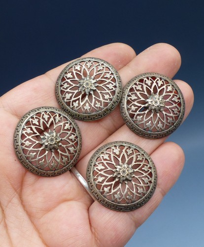 Bouton ancien laiton argenté - laiton,