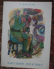 THEO TOBIASSE affiche 1986 " éducation pour tous Unesco non signée non pliée be
