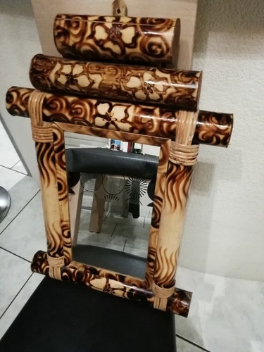 Miroir bambou vintage - miroir,