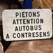 Ancien panneau signalisation sncf ? ferroviaire en metal autobus train