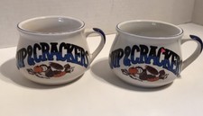 2 Soup & Crackers Ceramic Mugs Bowls PMC w Handles