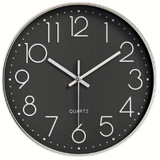 Horloge murale noire silencieuse 30 cm