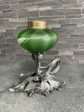 Ancienne Lampe Pétrole Piano Art Nouveau Toupie Émaillée Étain 