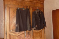 Bel Ensemble tailleur veste + jupe T. 46, marron, Christine Laure, TBE