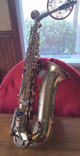 Old saxaphone with - with, case
