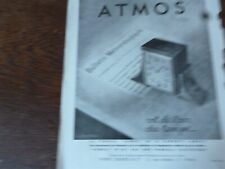 ATMOS pendule perpétuelle 104 publicité papier ILLUSTRATION 1932