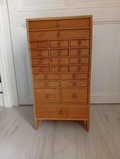 Ancien meuble LAYETTE d'Horloger en bois 21 tiroirs 60,5 x 31 x 24 cm montres 