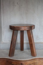Tabouret vintage, tabouret bois artisanal , brutaliste, porte-plante