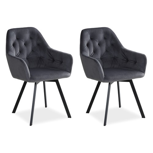 Chaises velours gris avec - 2,