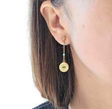 Boucles d'oreilles Mauvais oeil acier inoxydable or pendantes cadeau femme