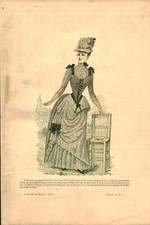 Gravure ancienne 1885 mode robe Louis XVI dessin de Hy  issue du livre