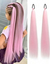 5x Paquet De Rajout Rose Synthétique Pour Coiffure Tresse Longue 70cm