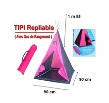 Tipi rose et gris / tente d indien avec sac de rangement