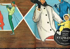 PUBLICITE ADVERTISING 124  1960   NYLFRANCE vetements de ski anoraks fuseaux (2p