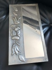 ❤️ANCIEN miroir à la feuille d 'étain décor aux fleurs signé JP
