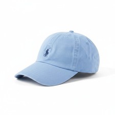 RALPH LAUREN Casquette Homme OS Bleu Clair Brodé Logo Coton Baseball Unisexe