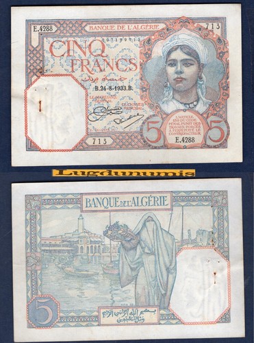 Algérie francs 8 - algérie, 24/8/1933