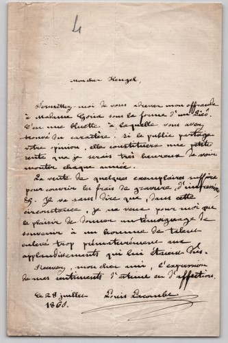 Lettre autographe signée - ,
