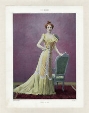 "ROBE DE BAL" Planche originale entoilée publiée dans LES MODES en 1902 