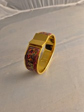 Bracelet Hermès Email et Doré à l’Or Fin – Motif Multicolore, A Restaurer