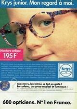 Publicité Advertising 220  1992  Opticiens Krys junior monture lunettes enfant