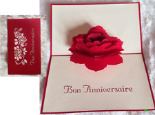 Très jolie carte d'anniversaire "Rose" fait main 3D Kirigami Pop Up