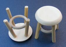Maison de Poupées Petit Bois Tabouret Paire 1:12 Échelle Meuble Naturel Fini 61