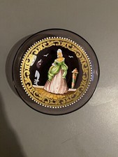 ancienne coupelle verre violet motif femme venise gondole rococo vintage