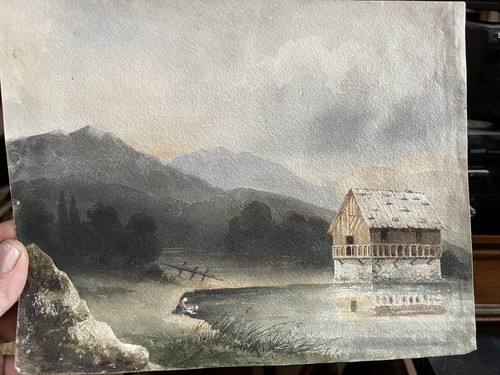 Dessin ancien aquarelle scene - ancien,
