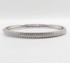 Bracelet jonc or blanc 18k et