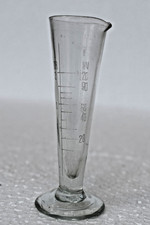 Vintage Apothicaire Verre Measuring Cylinder 120ml Pharmacy Gradué Main Soufflé