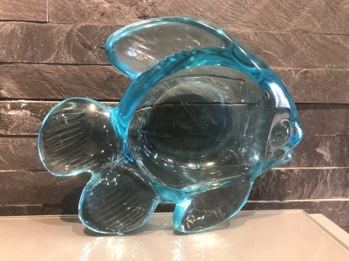 Cendrier verre bleu - verre, ancien