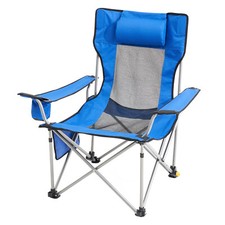 VEVOR Chaise de Camping Inclinable Portable 150 kg pour Maison Extérieur Bleu