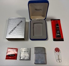 Corps de briquet Zippo en argent sterling 15 accessoires
