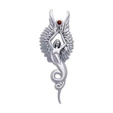 Ange Phœnix 925 Pendentif Argent Massif Choix De Pierre Précieuse Fin Bijoux