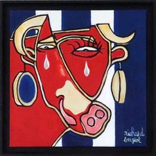 Tableau " La vache qui rit qui pleure " signé par  l'artiste Richard BOIGEOL 
