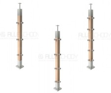 Acier Inox & Bois Eckpfosten Balustrade Chêne 50x50 Mettre Relinggeländer